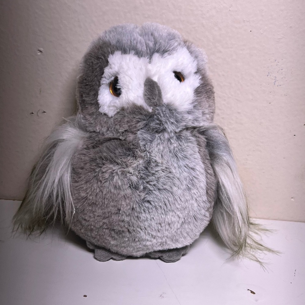 Douglas Small Plush Owl Grey White Soft Stuffed Animal‎ Bird Cuddle Toy